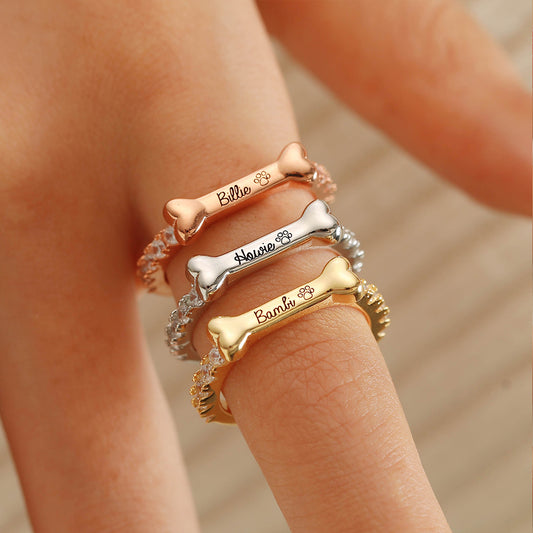 Personalized Dog Bone Shaped Ring