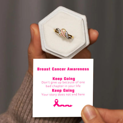 Pink ribbon ring to raise awareness of breast cancer