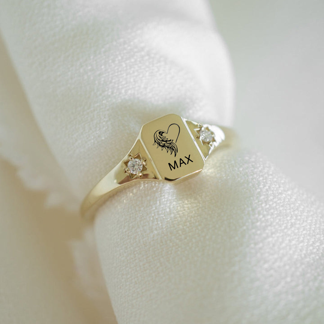 Pet Name Customized Memorial Diamond Ring
