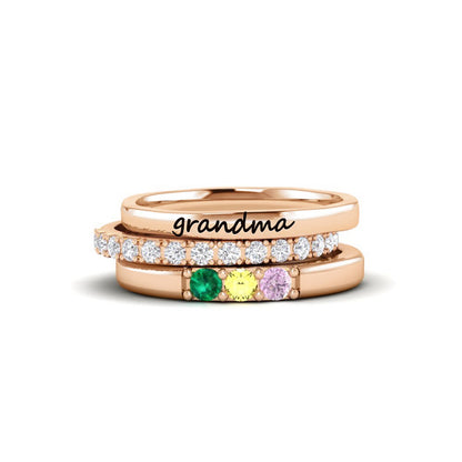 For Grandmother-Custom With Grandkids' Birthstones Grandma's Ring