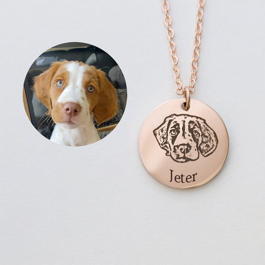 I crossed the rainbow bridge-Custom Pet Face and Name Necklace