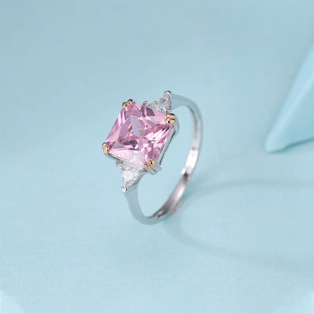 Breast Cancer Awareness-Square Pink Diamond Ring