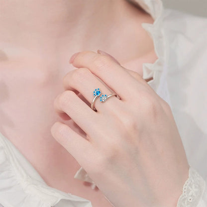 For Memorial-To My Furbaby in Heaven Blue Paw Print Ring