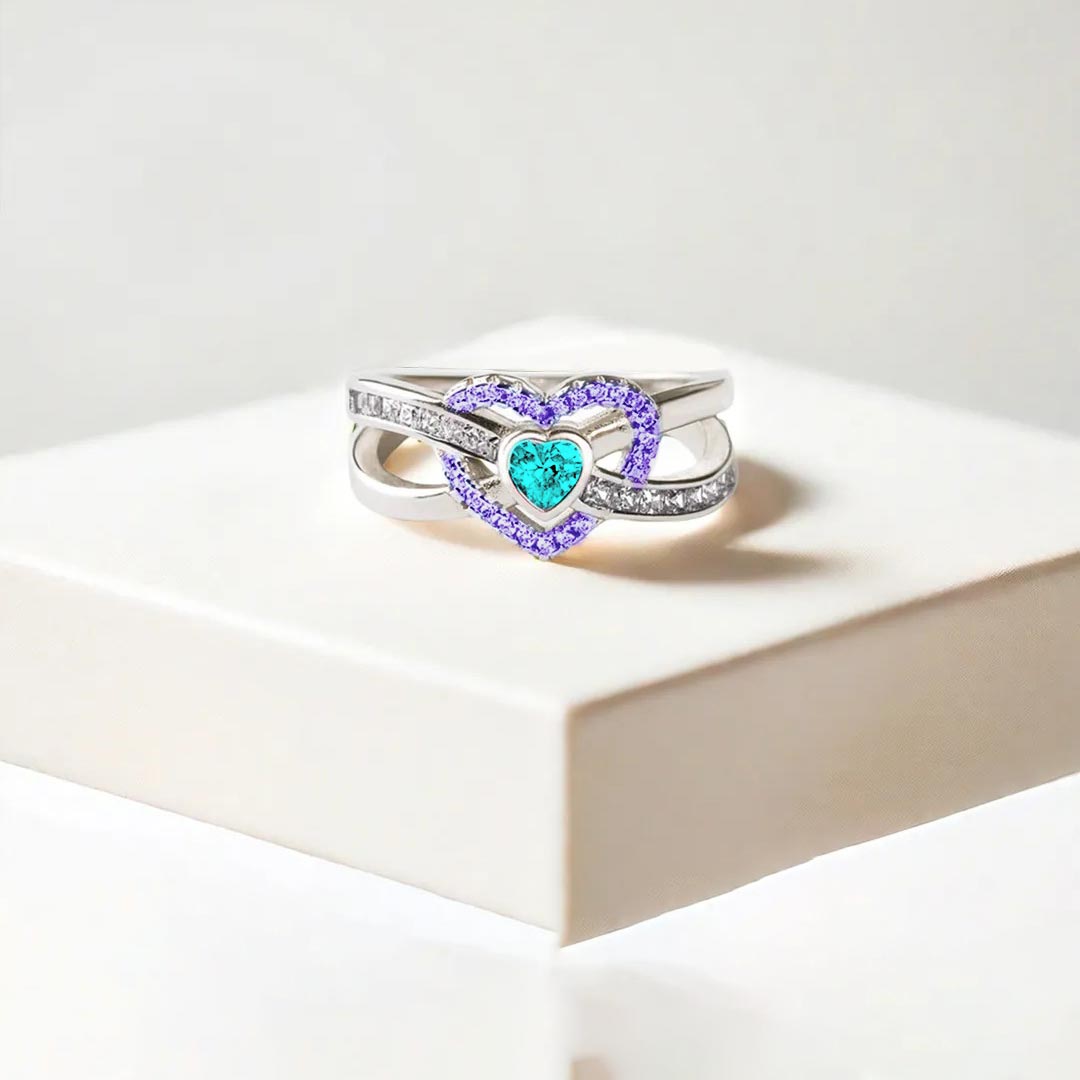 [⚡25% OFF] Suicide Prevention Awareness-Teal And Purple Heart Ring