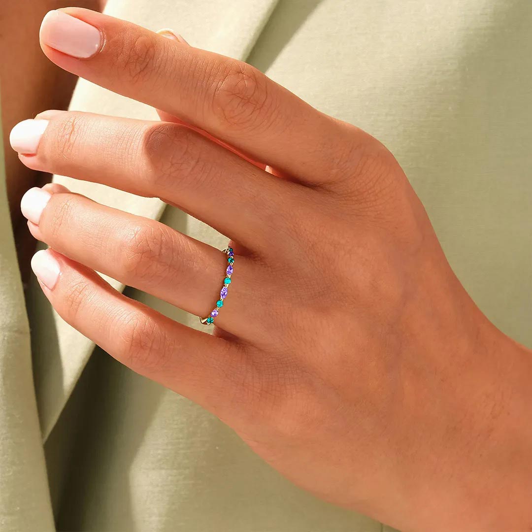 [⚡33% OFF] Suicide Prevention Awareness-Thin bluish purple diamond ring