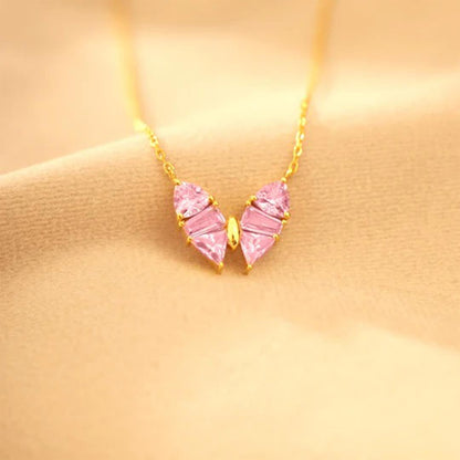 S925 Pink Diamond Butterfly Necklace