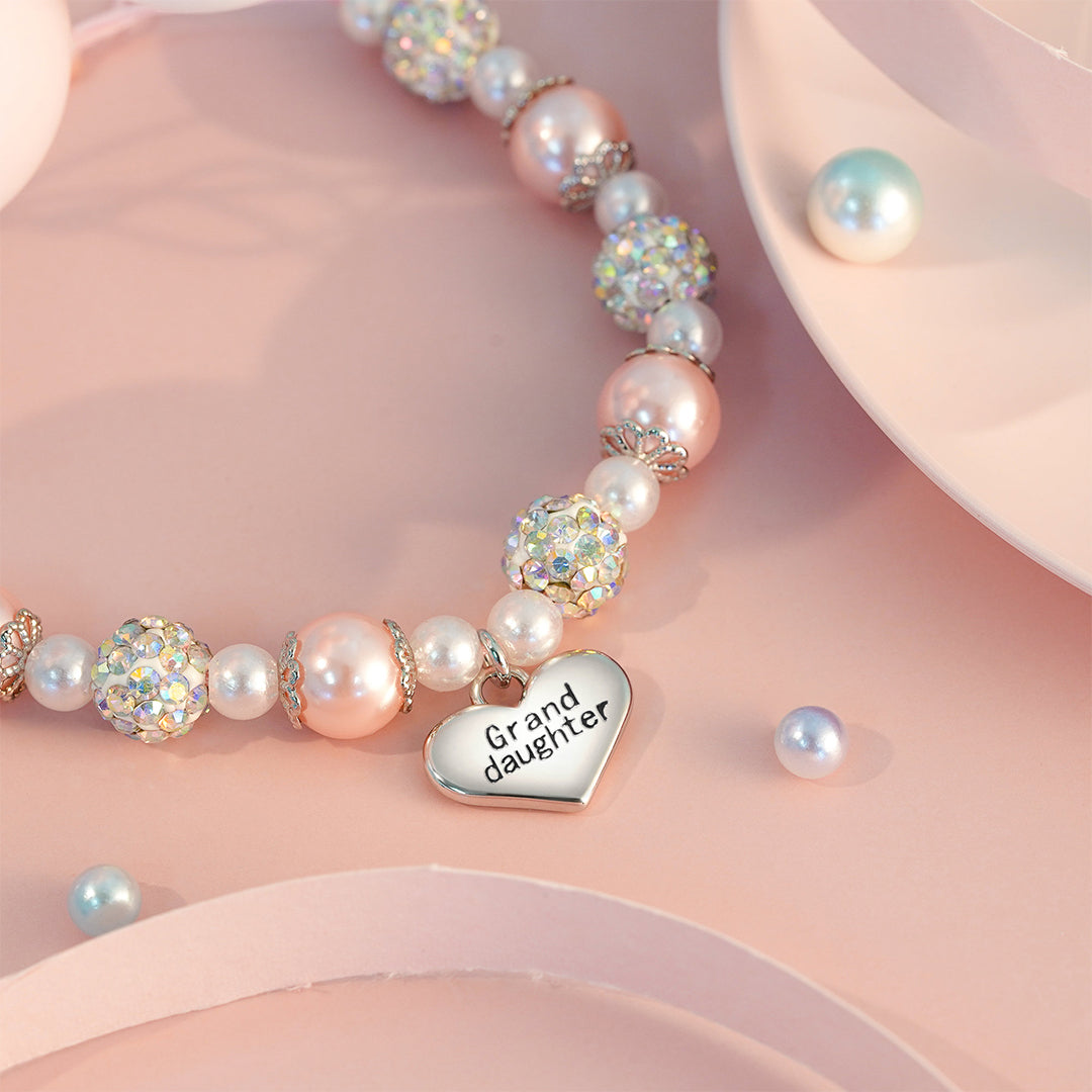 For Granddaughter - Always Keep Me In Your Heart For You Are Always In Mine Heart-shaped Pendant Pearl Bracelet