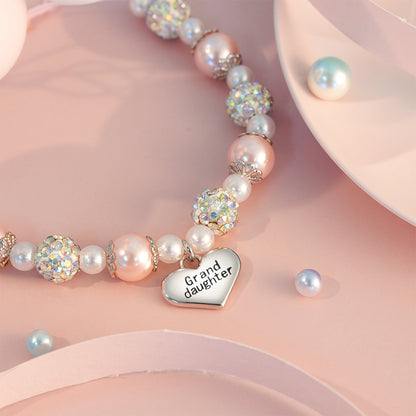 For Granddaughter - Always Keep Me In Your Heart For You Are Always In Mine Heart-shaped Pendant Pearl Bracelet
