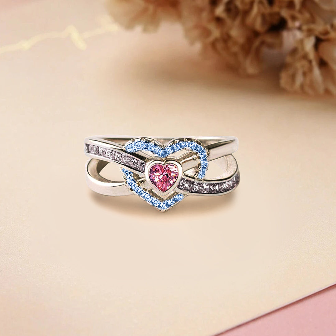 S925 Mother & Daughter Forever Linked Together Custom Infinite Love Ring