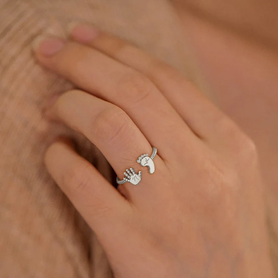 For Mother - S925 You Are Going to Make a Wonderful Mama Baby Palm and Feet Ring