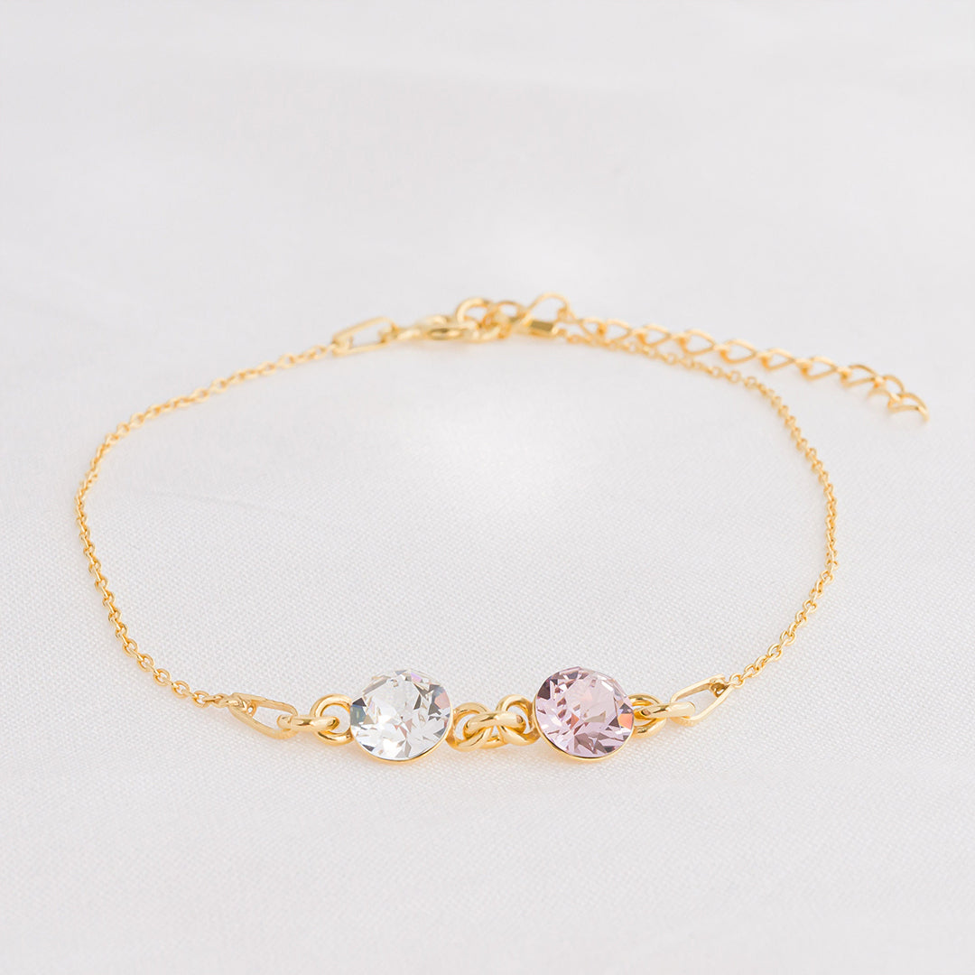 Aunt and Niece Forever Linked Together Custom Birthstones Bracelet