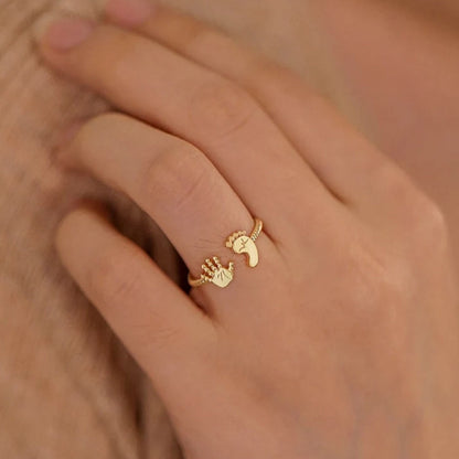 For Mother - S925 You Are Going to Make a Wonderful Mama Baby Palm and Feet Ring