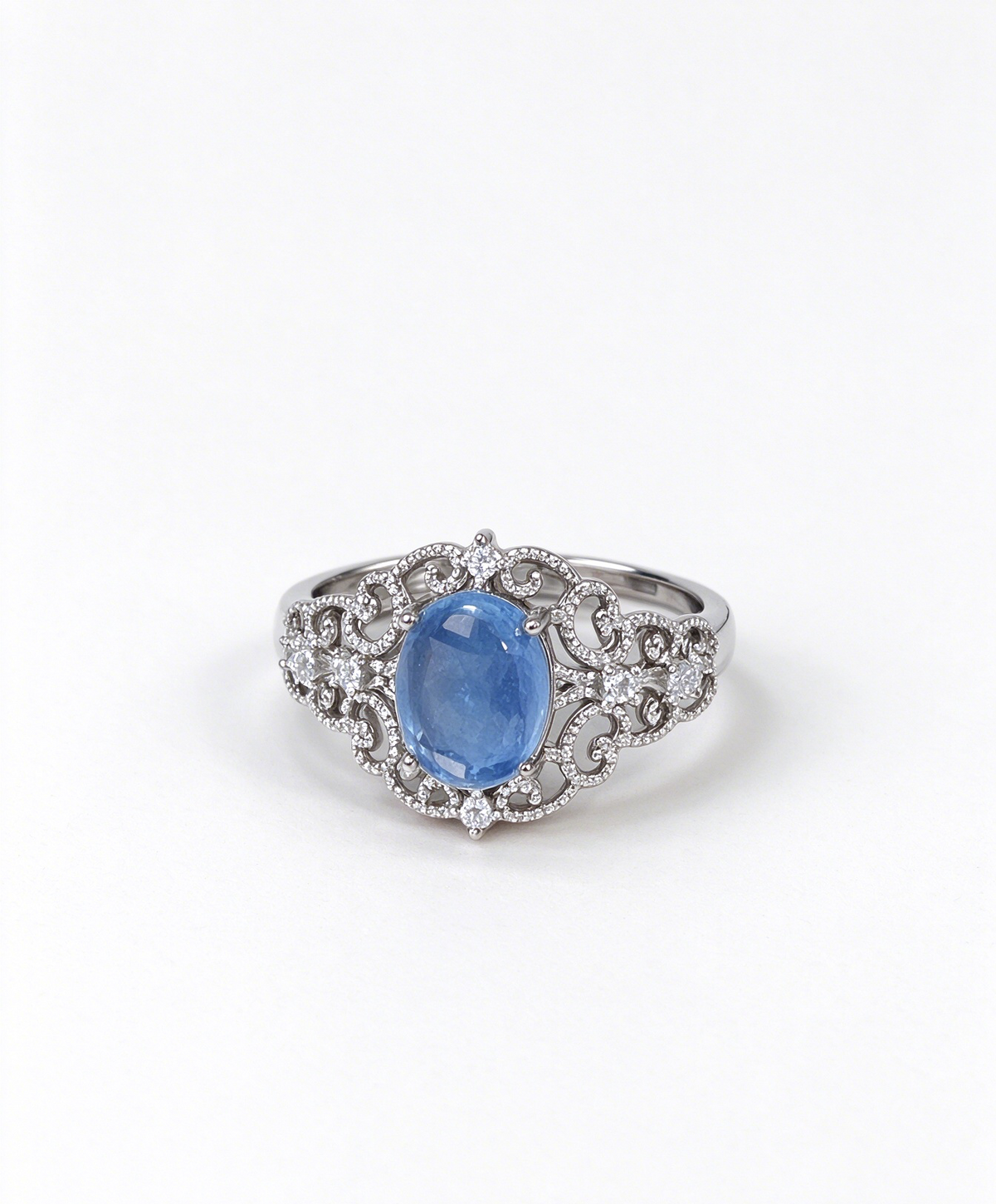 S925 Adjustable Aquamarine Ring | Cervical Cancer Awareness Jewelry, Teal Ribbon Symbol Gift