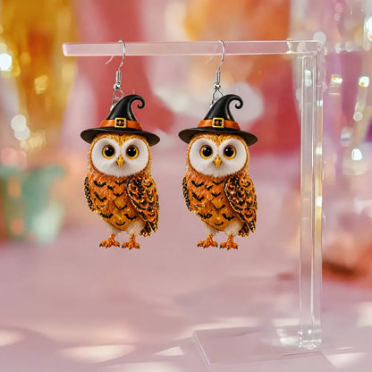 Halloween Witch Owl Dangle Earrings