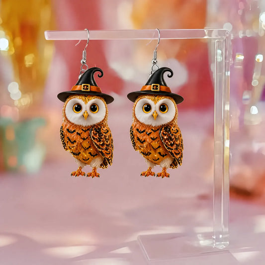 Halloween Witch Owl Dangle Earrings
