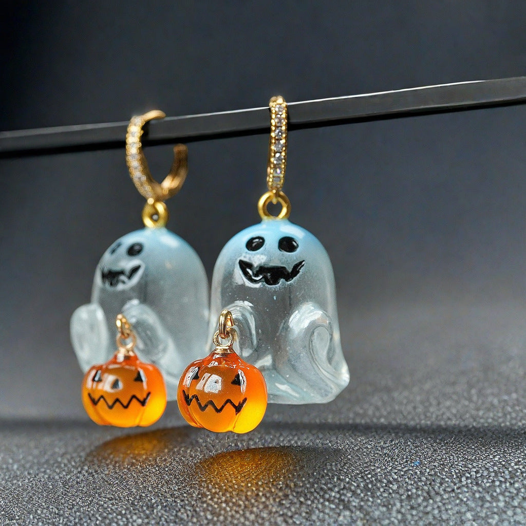 Halloween Ghost Pumpkin Earrings