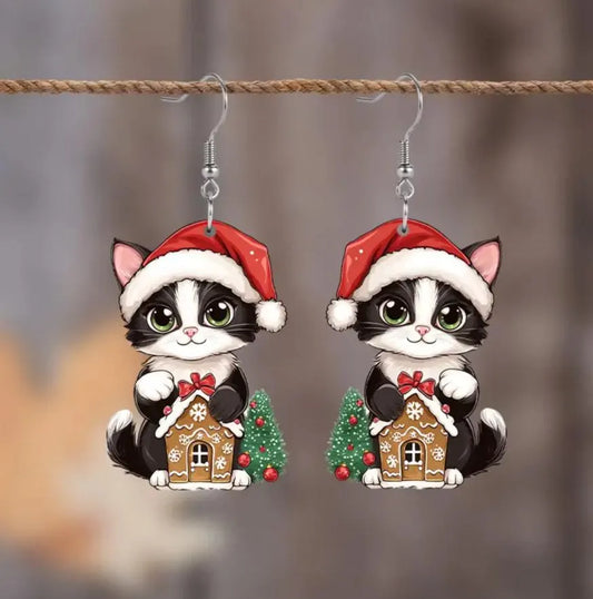 Candy House Cat Earrings