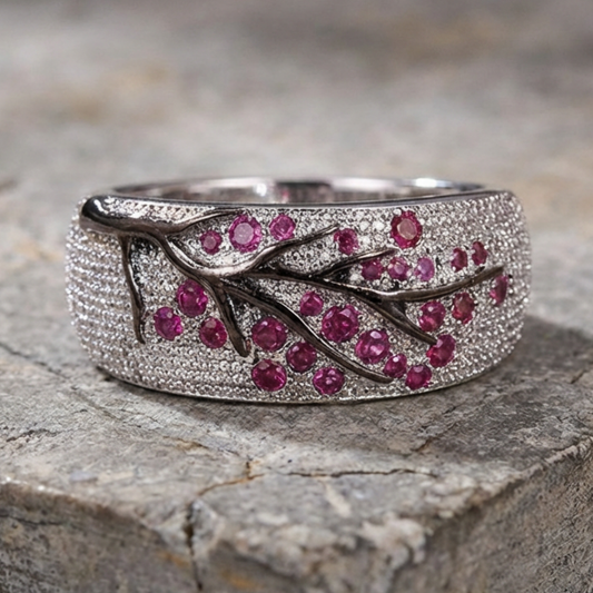 Vintage Inlaid Purple Zirconia Silver Ring
