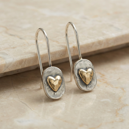 Vintage Gold Inlaid Heart Earrings
