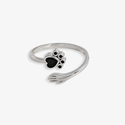 For Pet -Pet Paw Sterling Silver Hug Ring