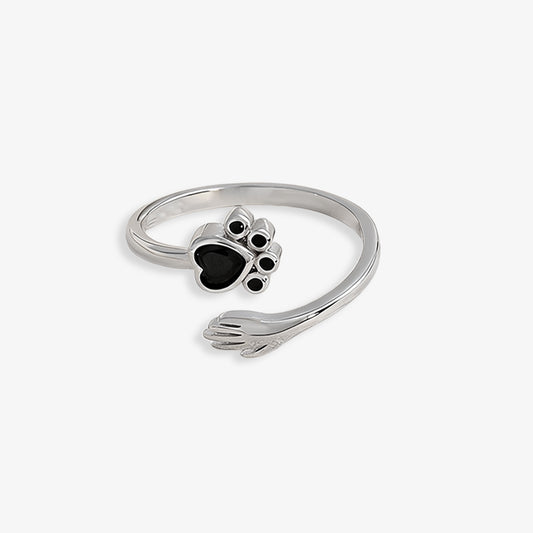 For Pet -Pet Paw Sterling Silver Hug Ring