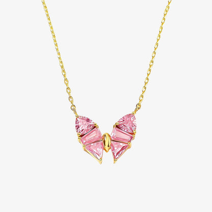 S925 Pink Diamond Butterfly Necklace