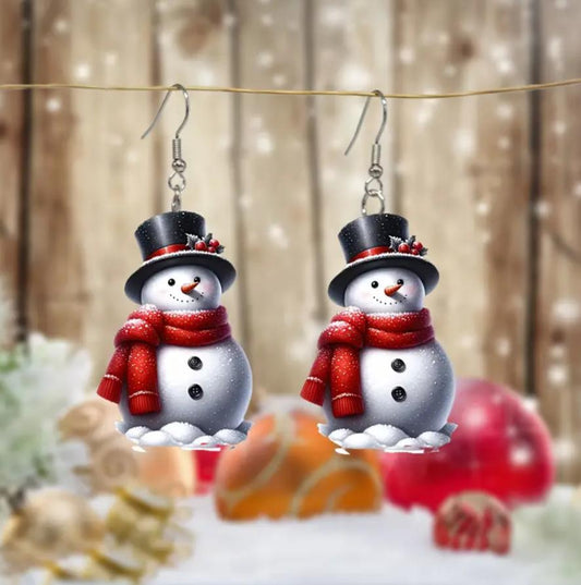 Christmas Elegant Snowman Earrings