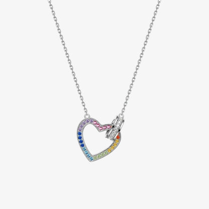 Autism Awareness-Colorful Heart-Link Circle Necklace