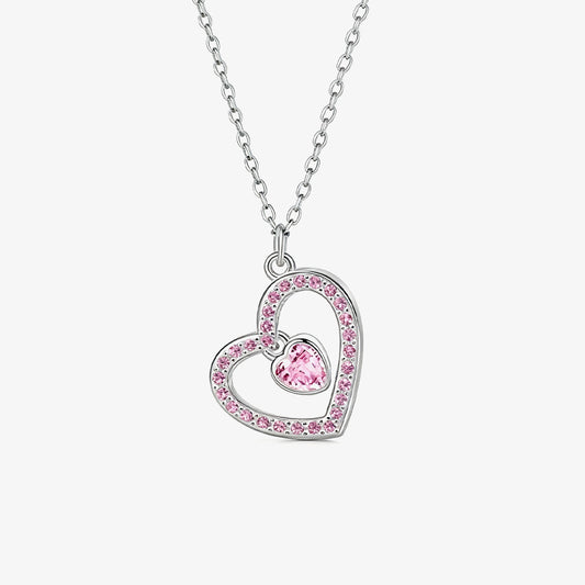 Breast Cancer Awareness-Pink Diamond Heart Necklace