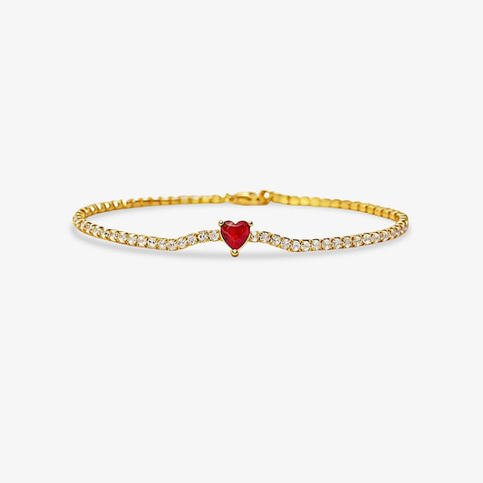 Heart Health Awareness-Red Heart Tennis Bracelet