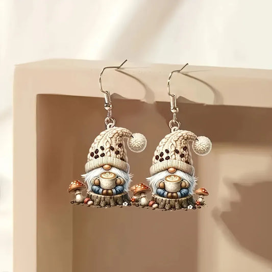 Coffee Mushroom Dwarf Earrings