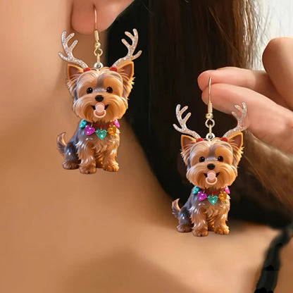 Christmas Teddy Dog Earrings