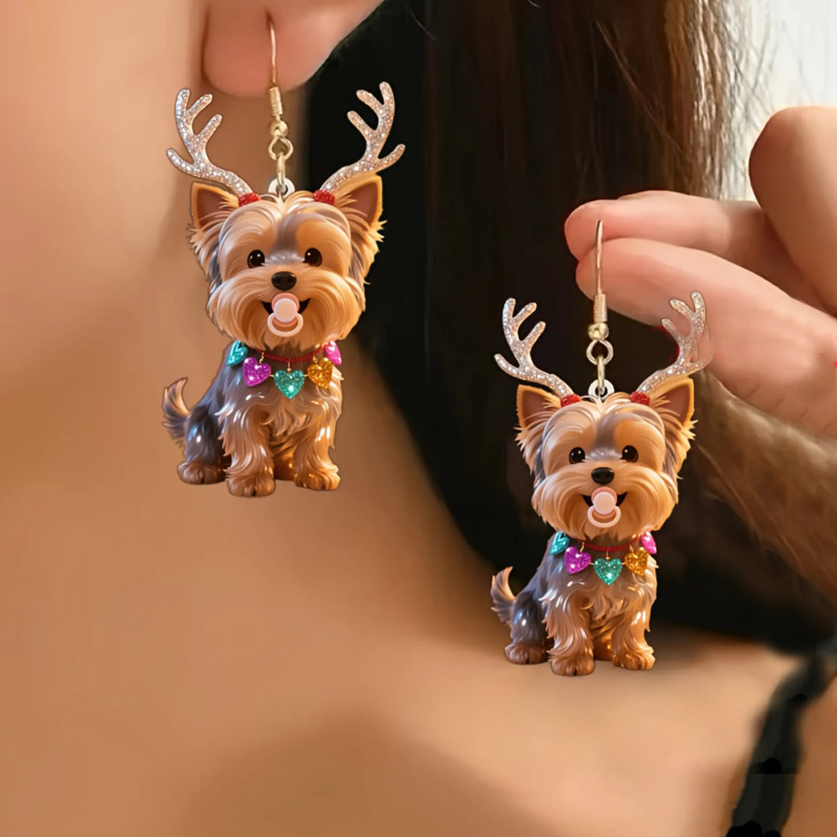 Christmas Teddy Dog Earrings