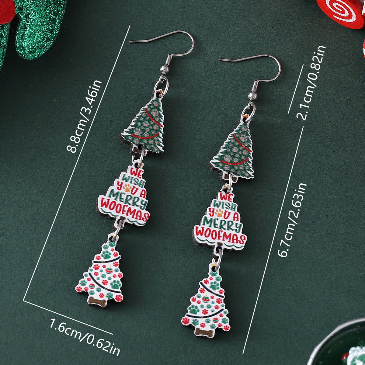 Christmas Tree Snowflake Earrings