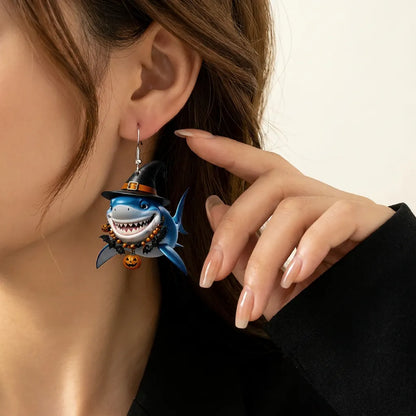 Halloween Witch Shark Dangle Earrings