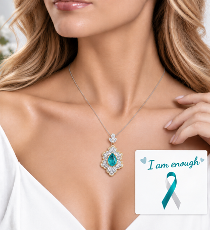 Blue Topaz Hope Pendant Necklace – Cervical Cancer Awareness Jewelry for Strength, Support & Screening Awareness