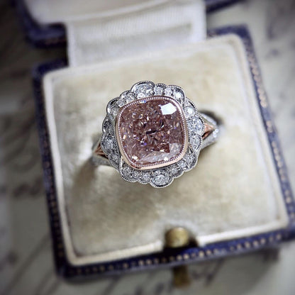 Vintage Rose Gold Double Tone Moissanite Ring
