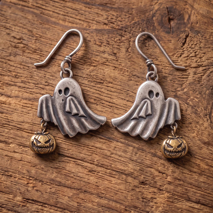 Vintage Ghost Pumpkin Drop Earrings