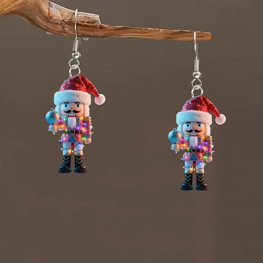 Christmas Nutcracker With Santa Hats Earrings