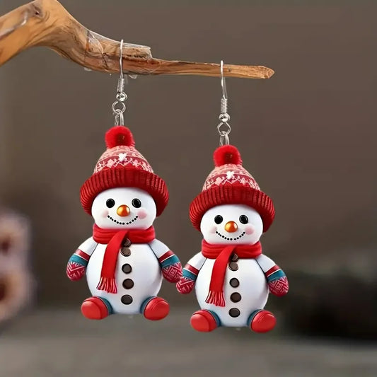 Christmas Red Snowman Earrings