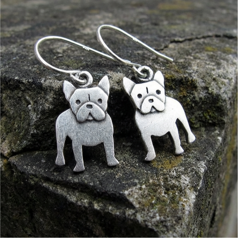 Vintage French bulldog Earrings