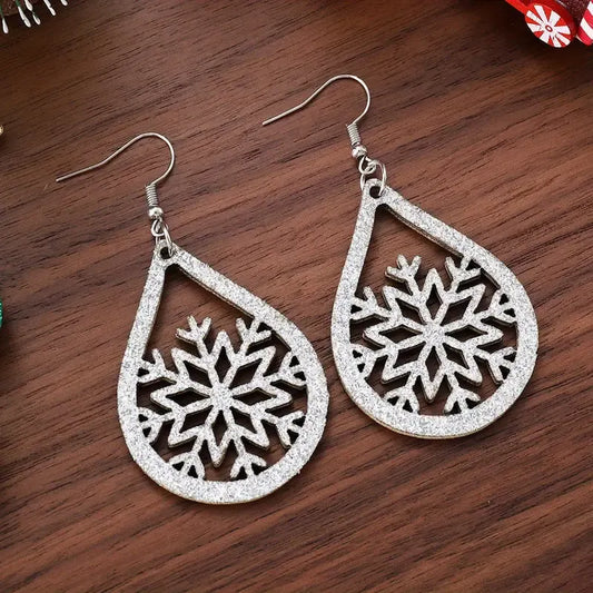 Christmas Snowflake Water Drop Earrings