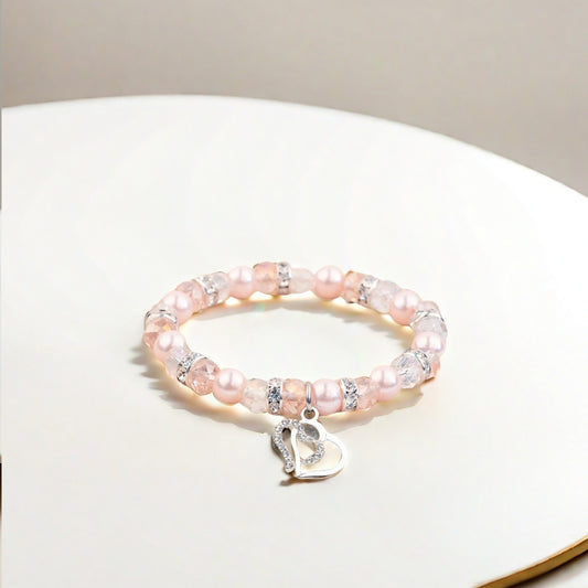 For Granddaughter- We Forever Link Together Pendant Pearl Bracelet