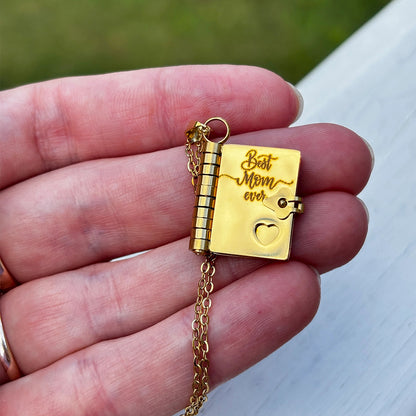 For My Incredible Mom Book Necklace