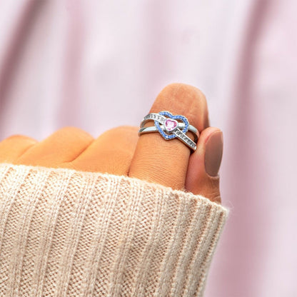 S925 Mother & Daughter Forever Linked Together Custom Infinite Love Diamond Ring