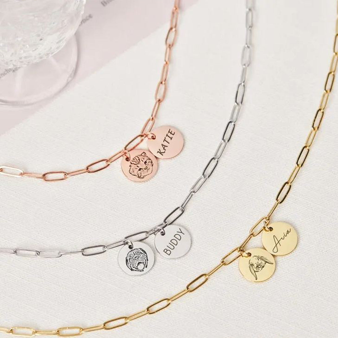 Custom Pet Engraved Photo&Name Necklace