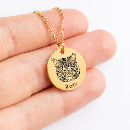 I crossed the rainbow bridge-Custom Pet Face and Name Necklace