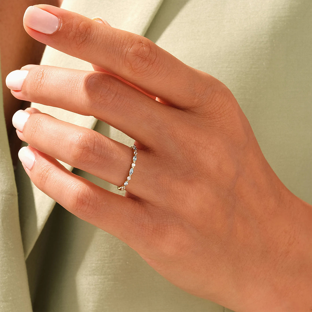 Ovarian Cancer Awareness-Cyan Diamond Thin Ring