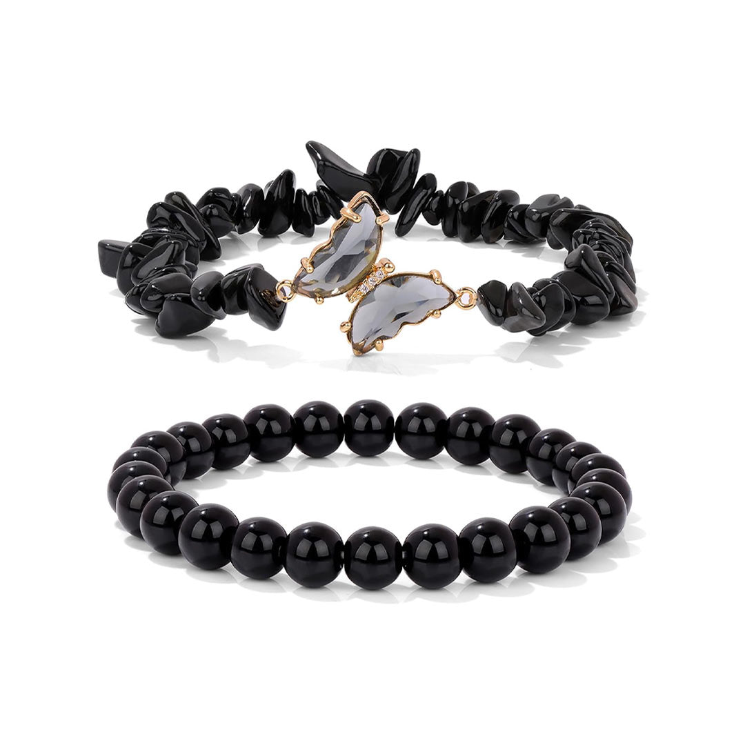 For Memorial-They Fly With Us Every Day Double-layer crystal butterfly bracelet