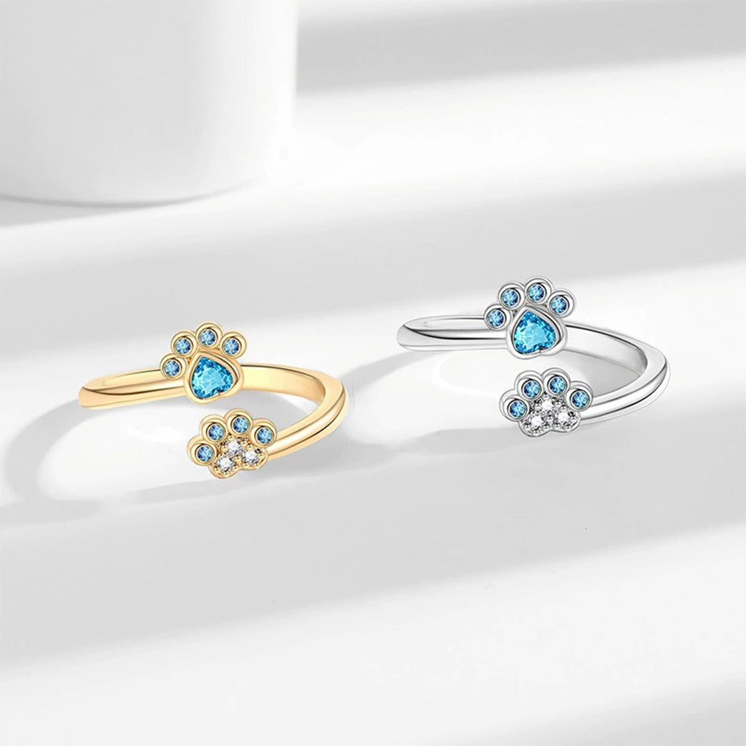 For Memorial-To My Furbaby in Heaven Blue Paw Print Ring